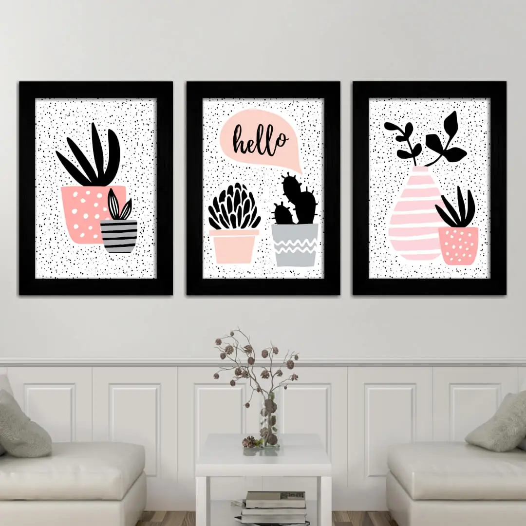 Kit 3 Quadros Plantas Hello - Imagem 2