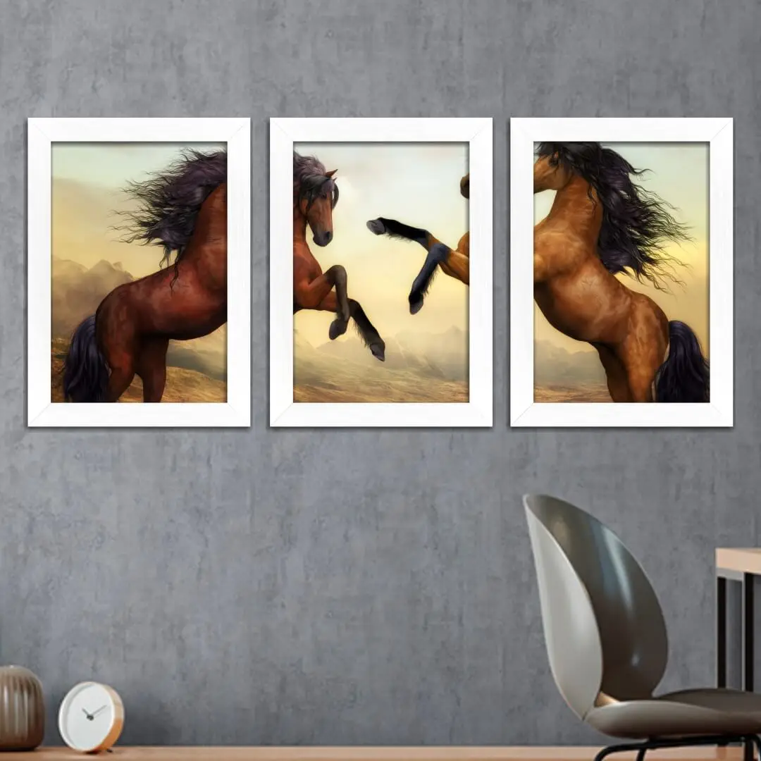 Kit 3 Quadros Cavalos - Imagem 2