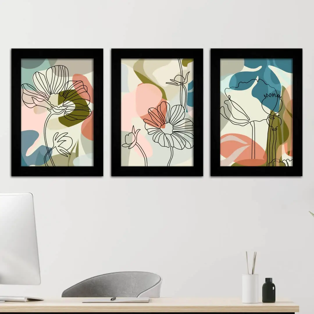 Kit 3 Quadros Florais Boho Chic - Imagem 2