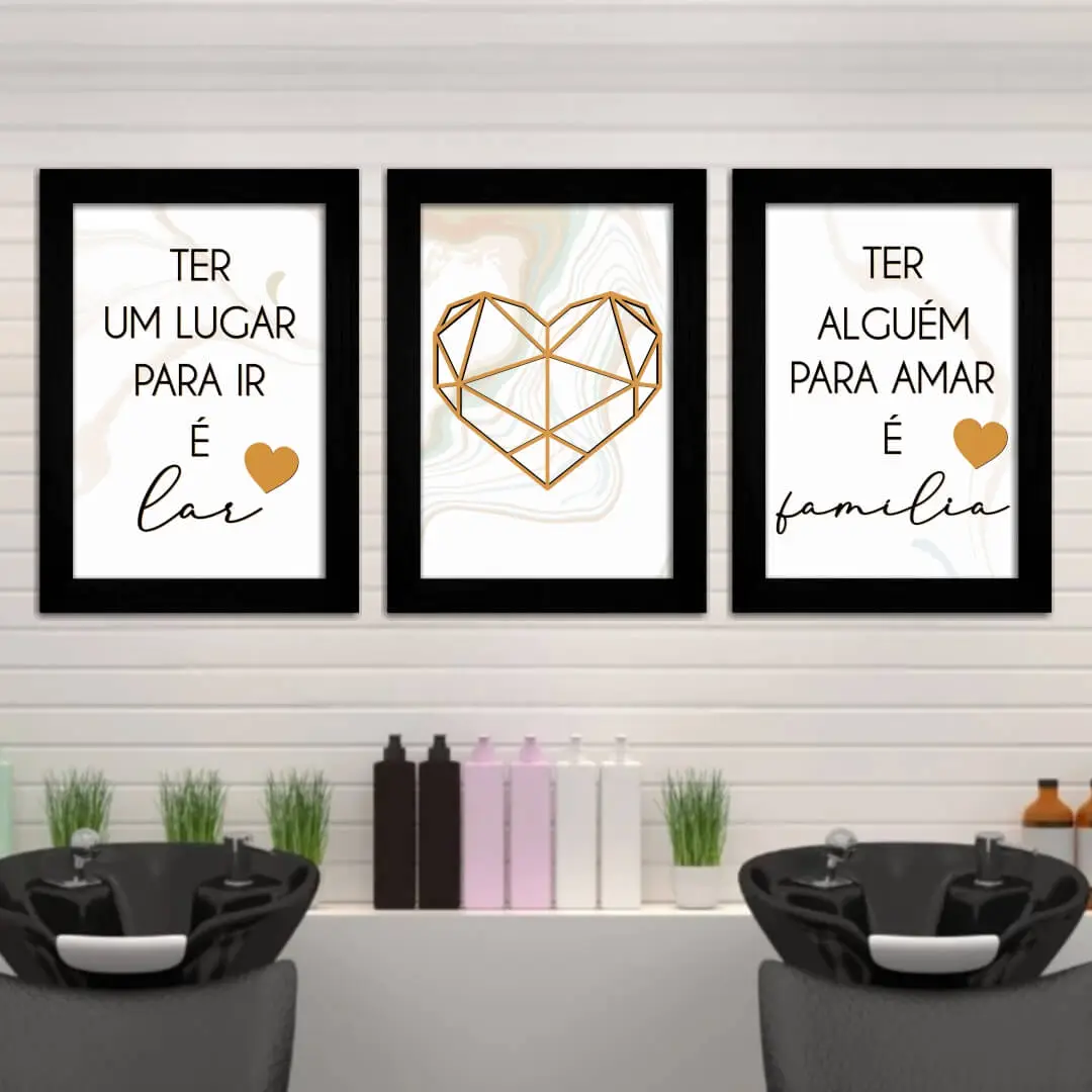 Kit 3 Quadros Frase Lar Familia - Imagem 2