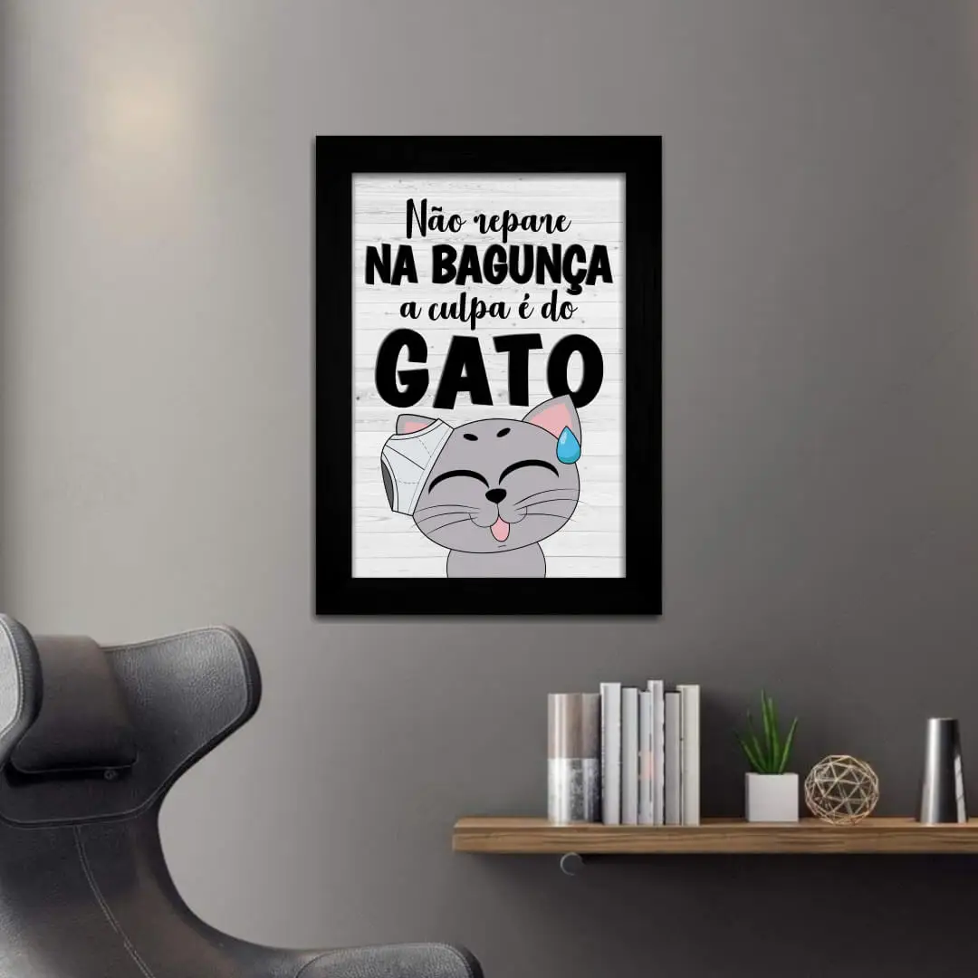 Quadro Decorativo Frase Culpa do Gato - Imagem 2