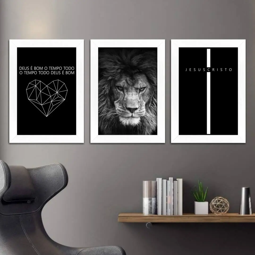 Kit-3-Quadros-Frase-Leão - Imagem 2