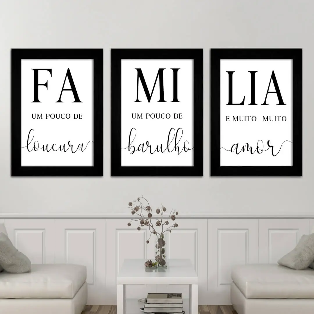 Kit 3 Quadros Frase Fa Mi Lia - Imagem 2