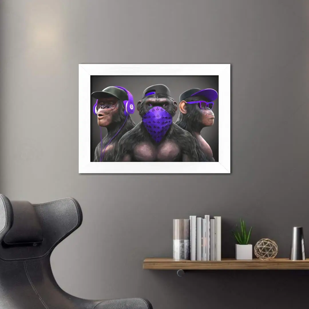 Quadro Decorativo Animais Macacos Gangue - Imagem 2