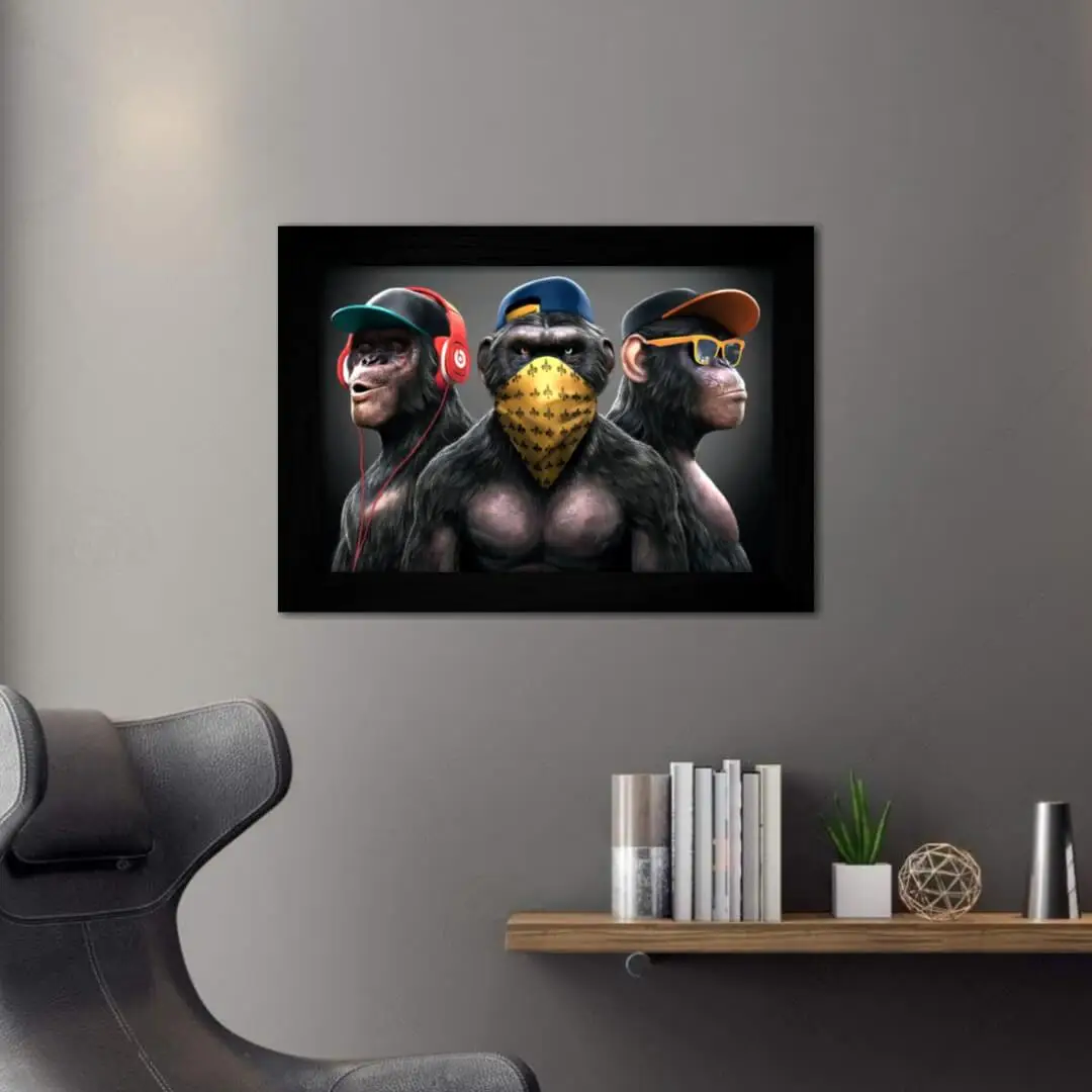 3722 Quadro-Decorativo-Macacos-No-Drip