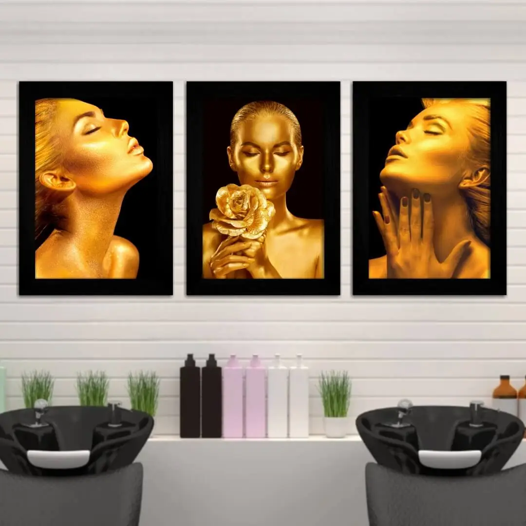 Kit 3 Quadros Modelos Dourada - Imagem 2