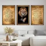 Quadro Decorativo Leão Salmos - Kit 3 Modelo Big's