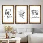 Quadro Decorativo Antes de Tudo Fé Branco - Kit 3 Modelo Big's