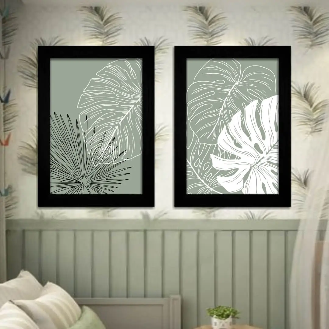 Kit 2 Quadros Boho Chic Fundo Verde - Imagem 2