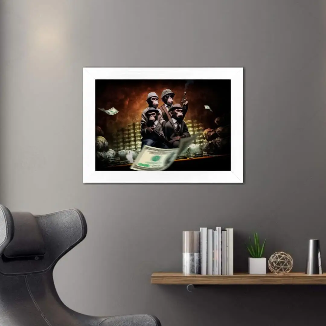 Quadro Decorativo Macacos Gangsters - Imagem 2