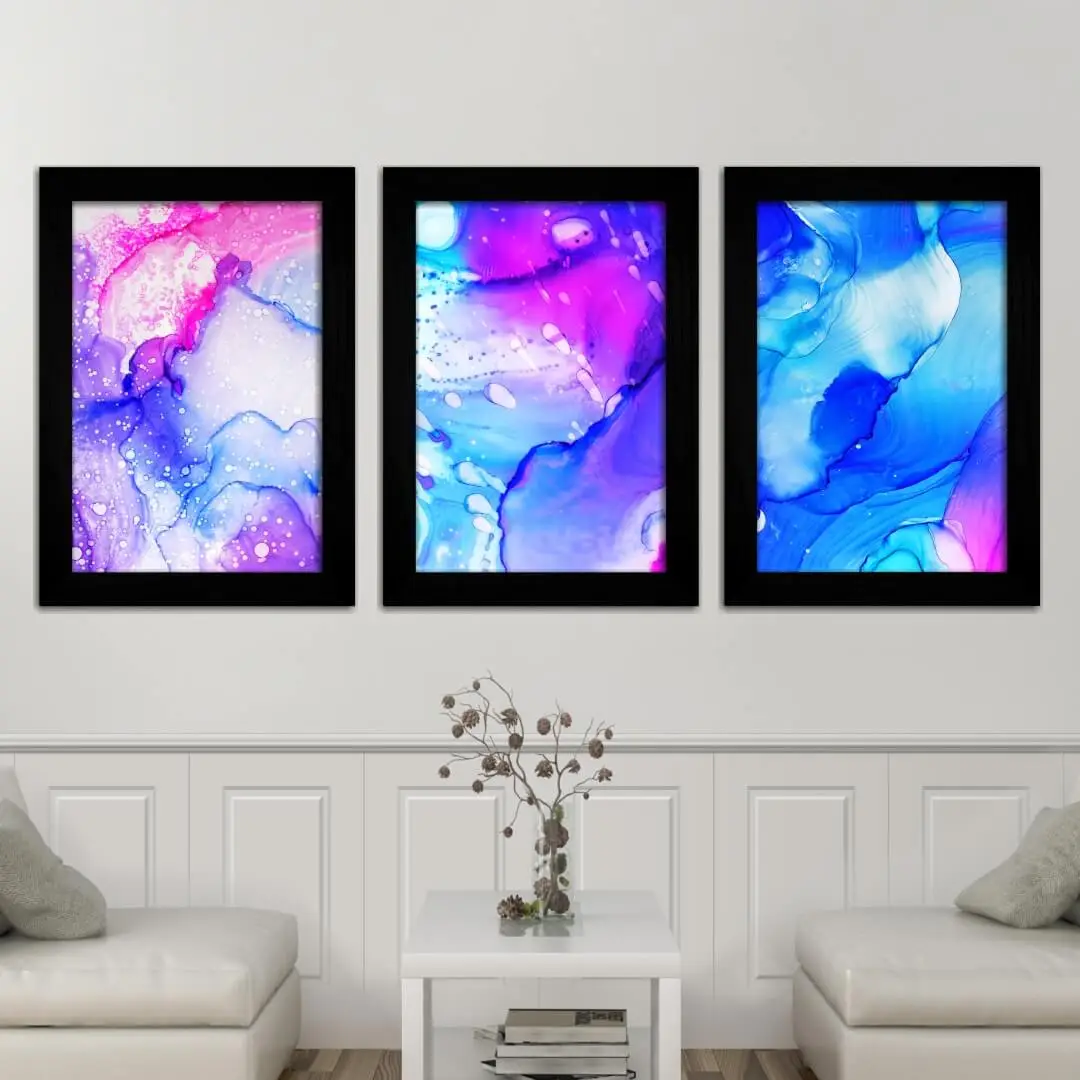 Kit 3 Quadros Abstrato Azul - Imagem 2
