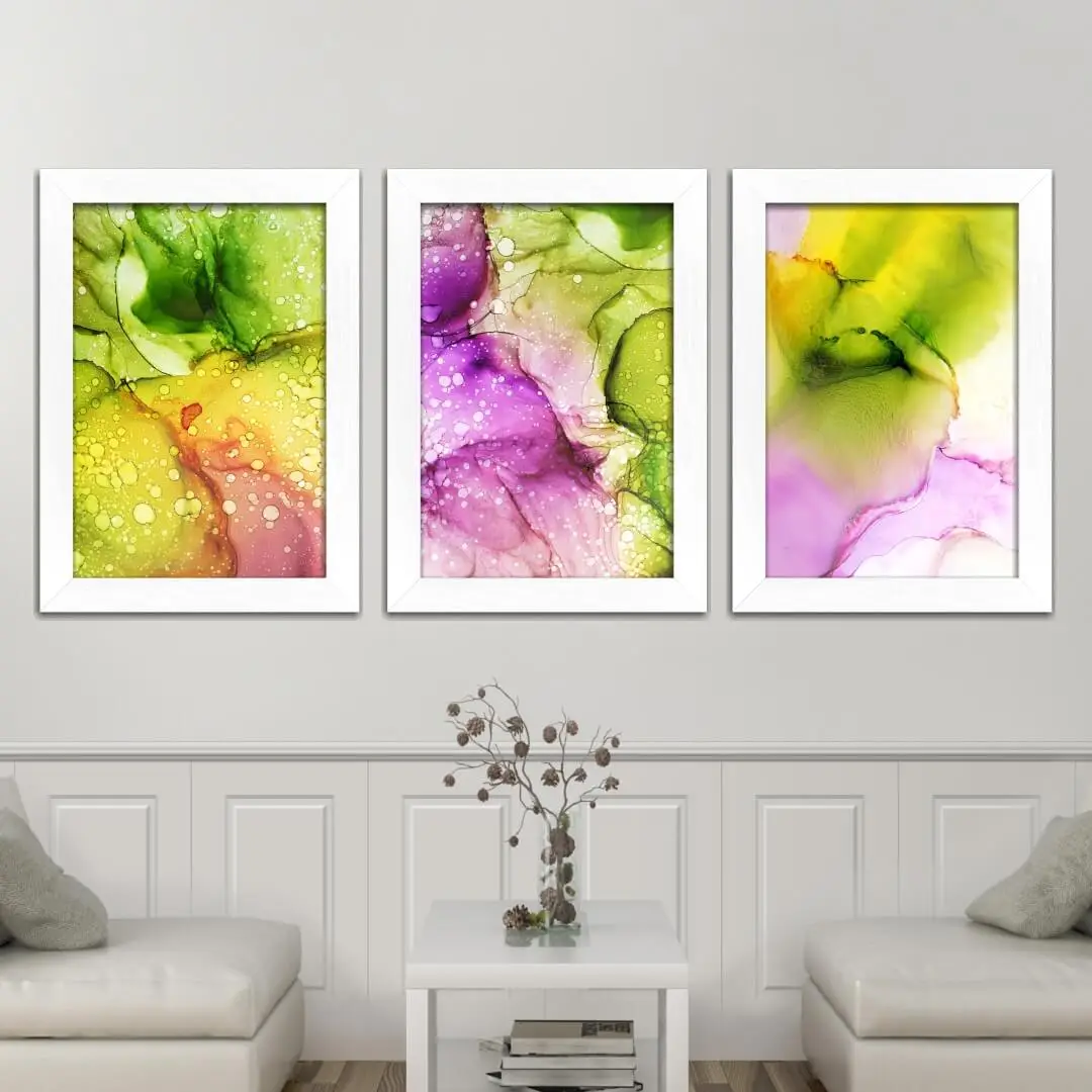 Kit-3-Quadros-Abstrato-Verde