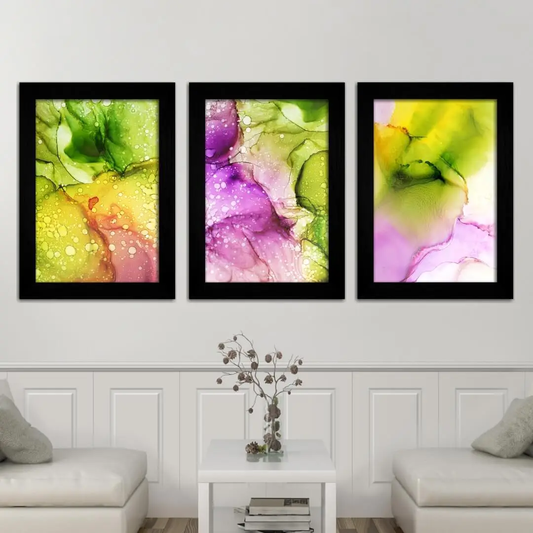 Kit 3 Quadros Abstrato Verde - Imagem 2