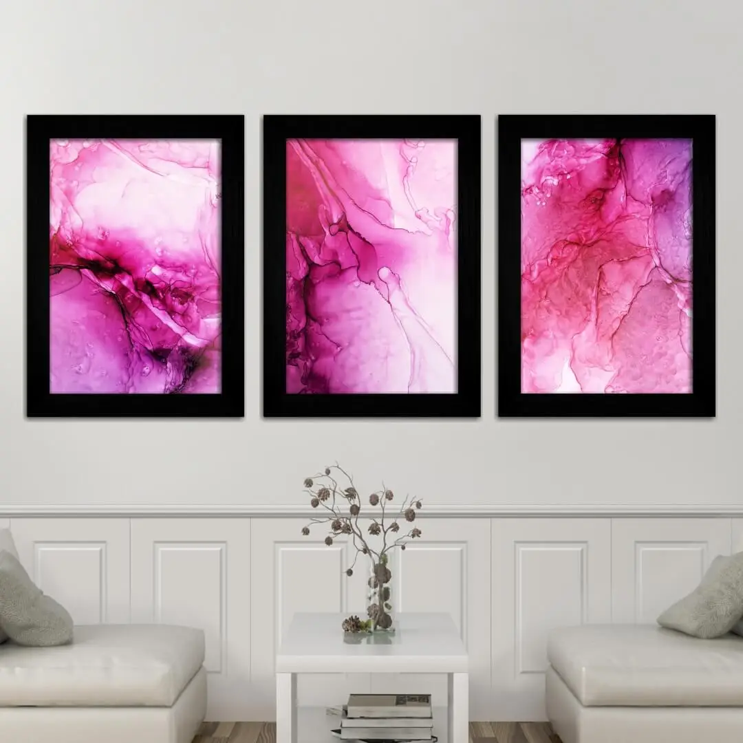 Kit 3 Quadros Abstrato Rosa - Imagem 2