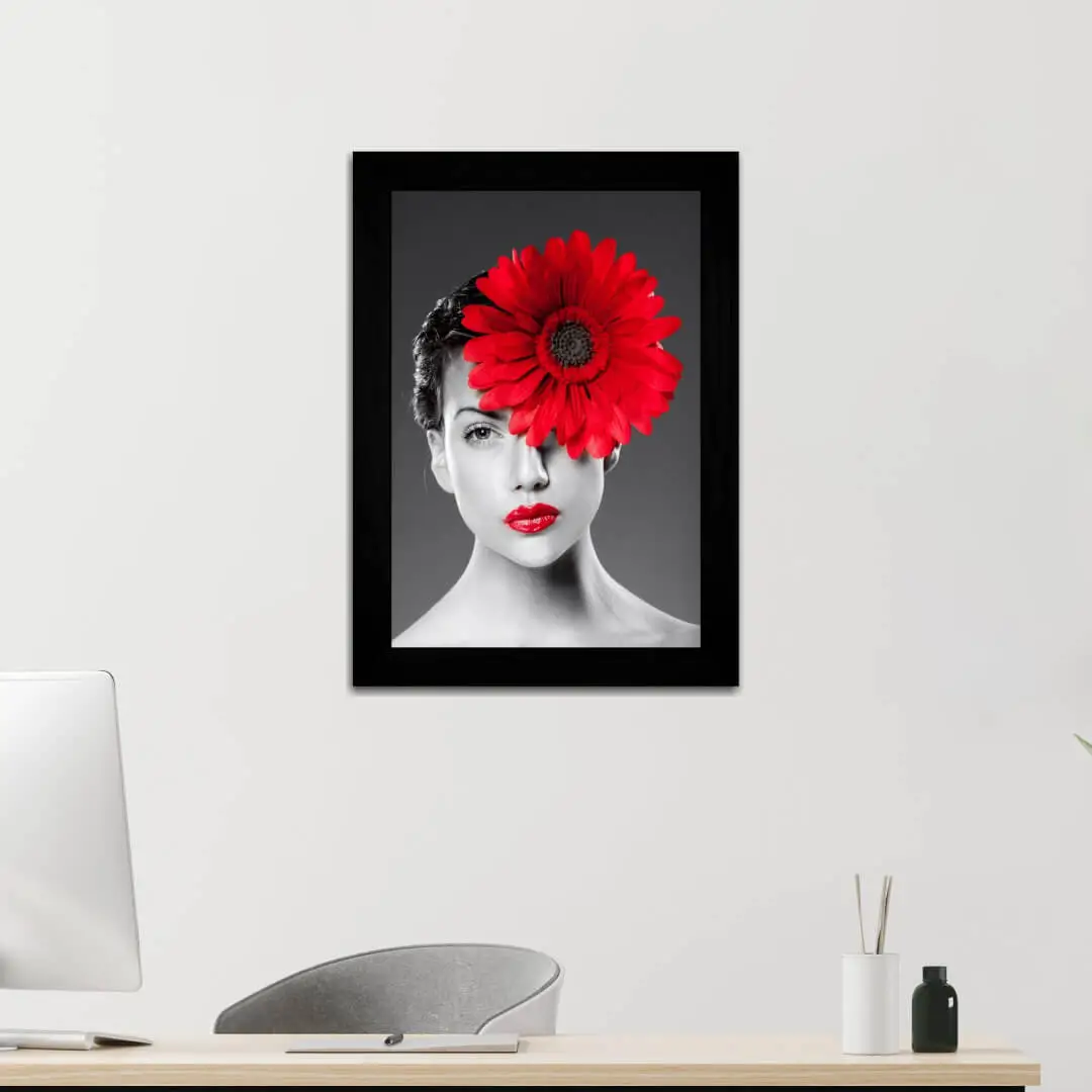 Quadro Decorativo Mulher com Flor - Imagem 2