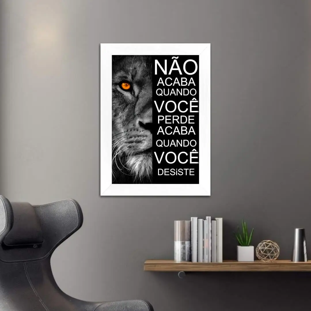 Quadro Decorativo Leão com Frase - Imagem 2