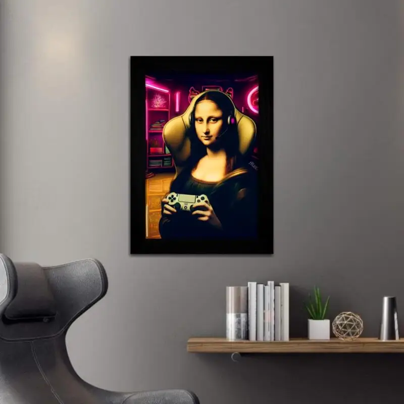 Quadro-Decorativo-Mona-Lisa-Gamer