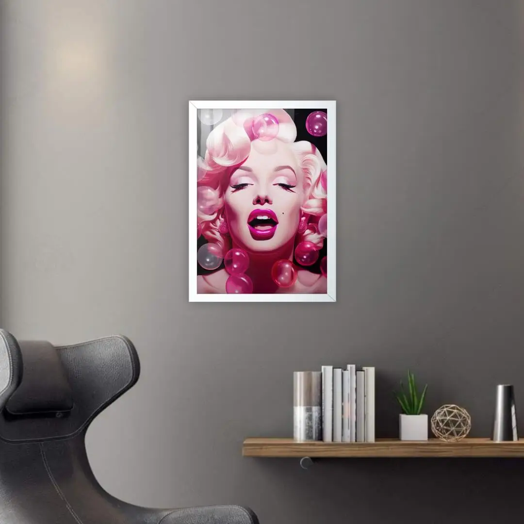 Quadro Decorativo Marilyn Monroe Bolhas Rosas - Imagem 2