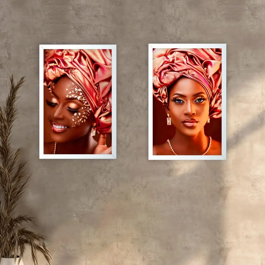 Kit 2 Quadros Mulheres Africanas Modelos - Imagem 2