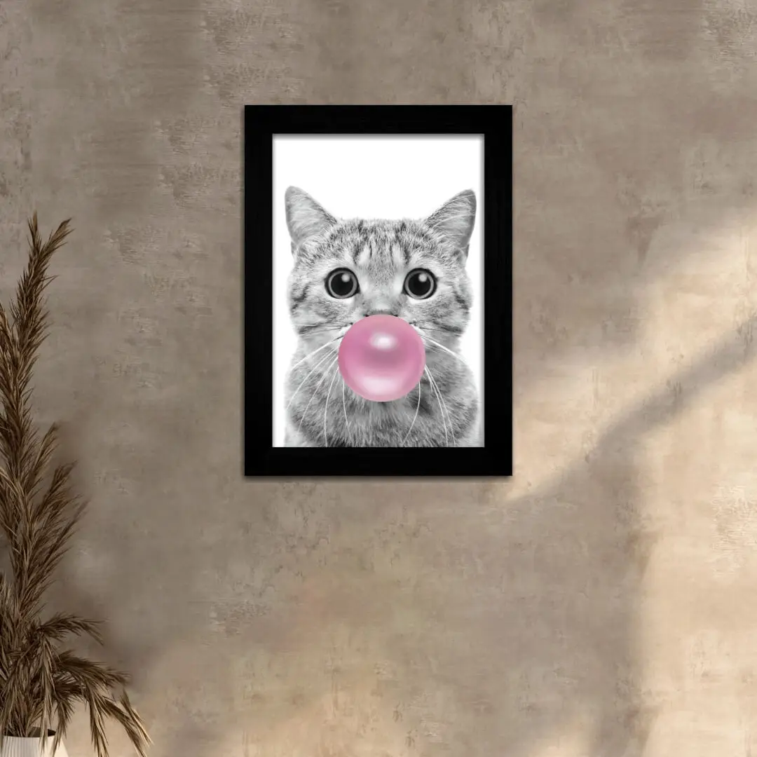 Quadro Decorativo - Gato Bola de Chiclete - Imagem 1