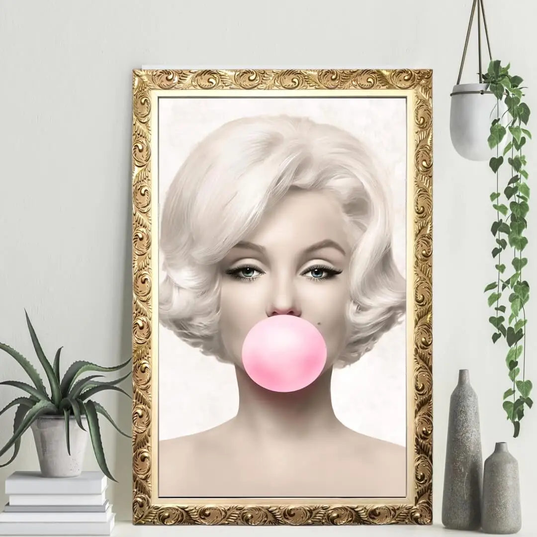 Quadro Decorativo Marilyn Monroe Chiclete Rosa Modelo Big's - Imagem 1
