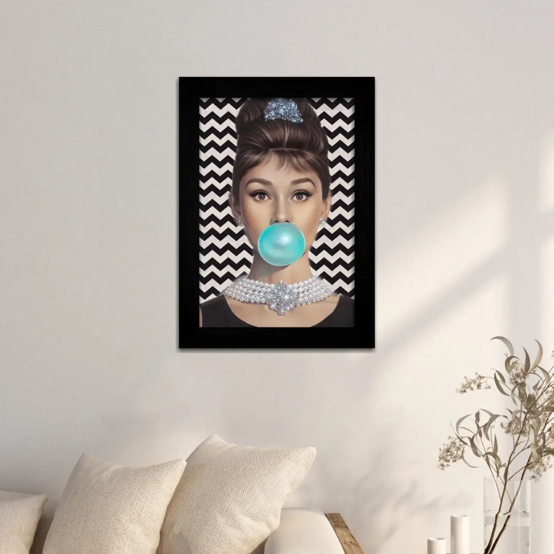 Quadro Decorativo - Audrey Hepburn Listras - Imagem 1