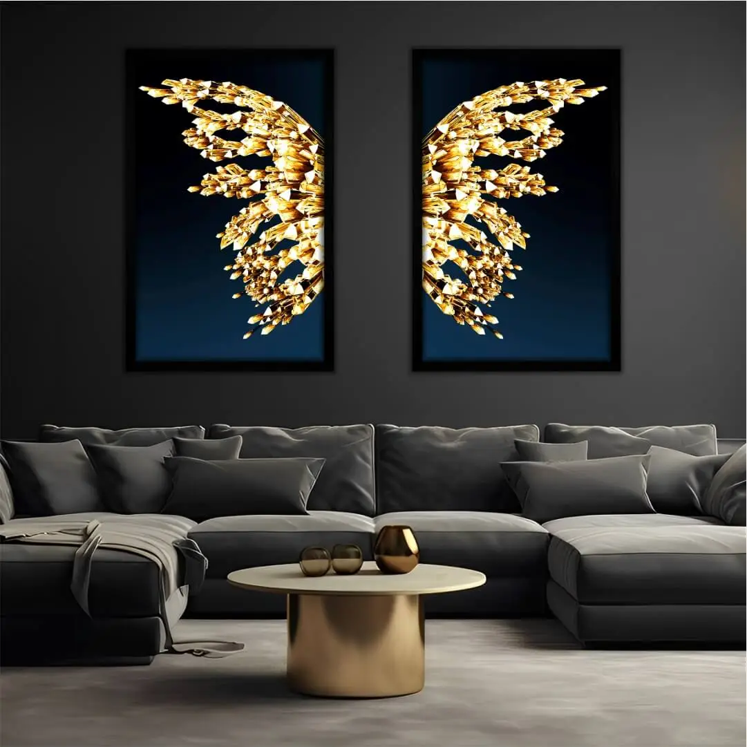 Kit-2-Quadros-Asas-Dourada - Big's