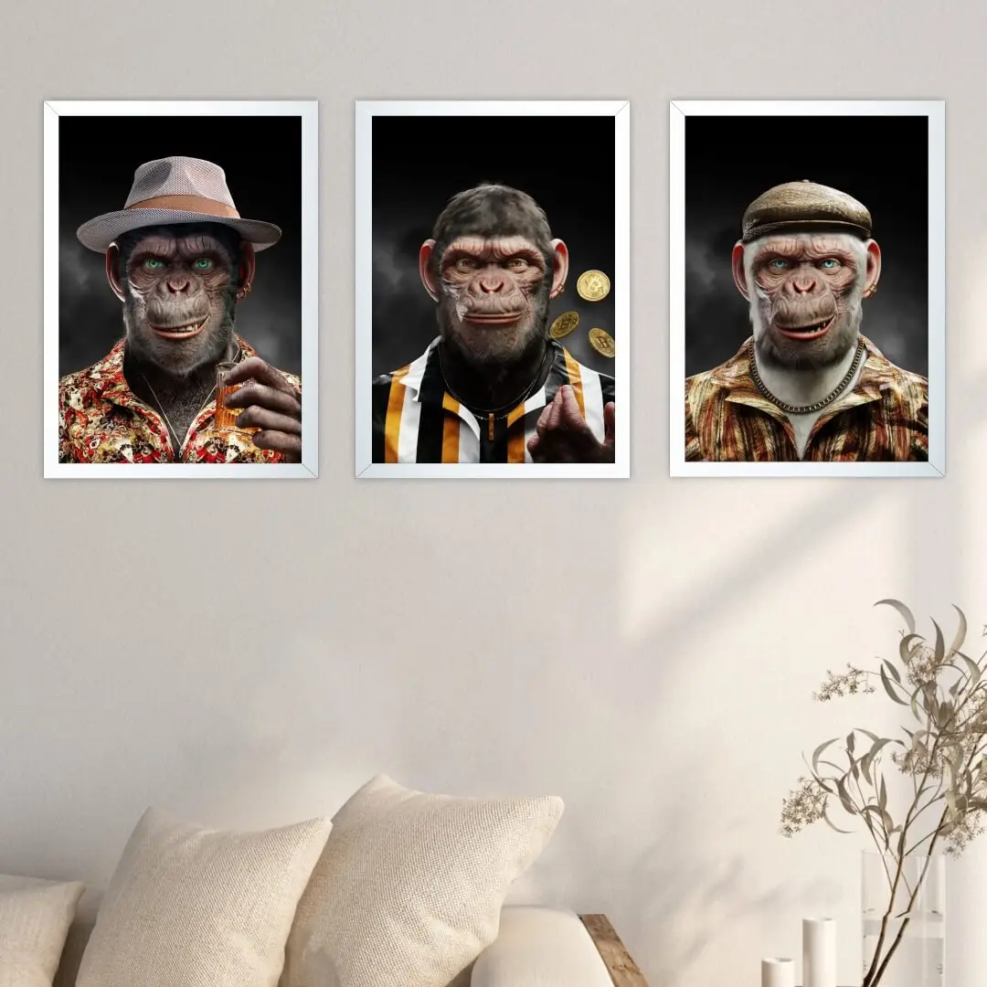 Kit 3 Quadros Macacos do Pagode - Imagem 2