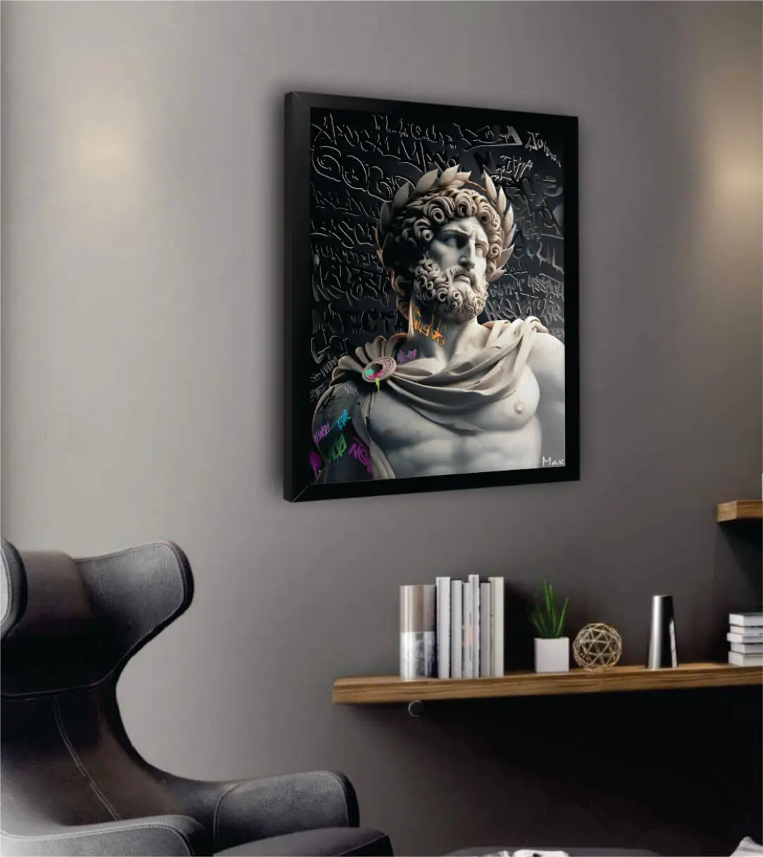 Quadro-Decorativo-Escultura-Grega-Pixada