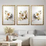 Kit-3-Quadros-Flores-Chic-Dourada-Big's