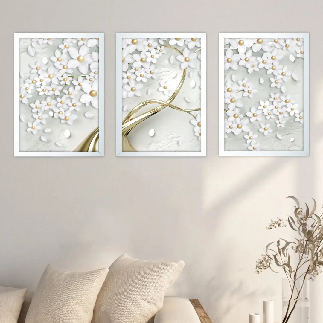 Kit 3 Quadros Arvore Dourada - Imagem 2