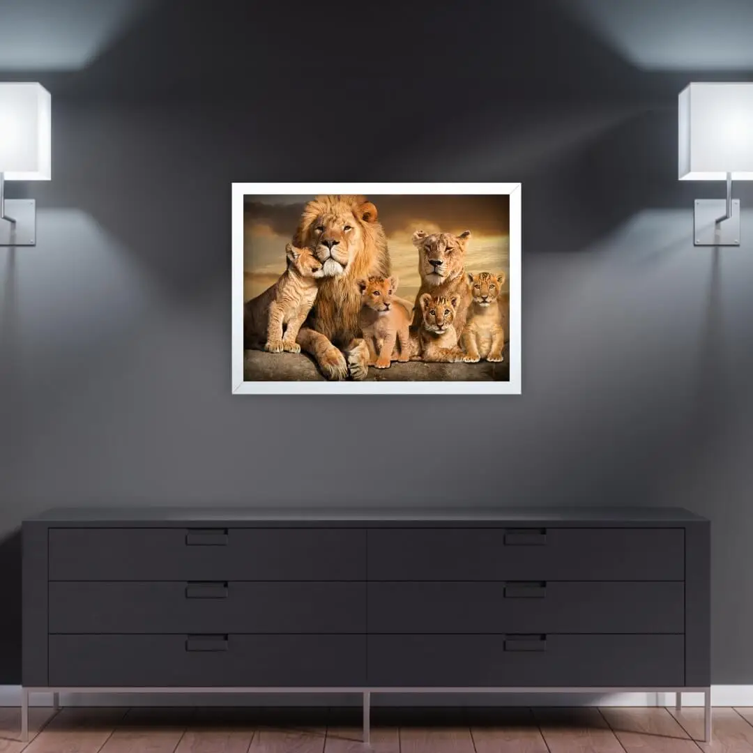 Quadro Decorativo Familia Grande de Leões - Imagem 2
