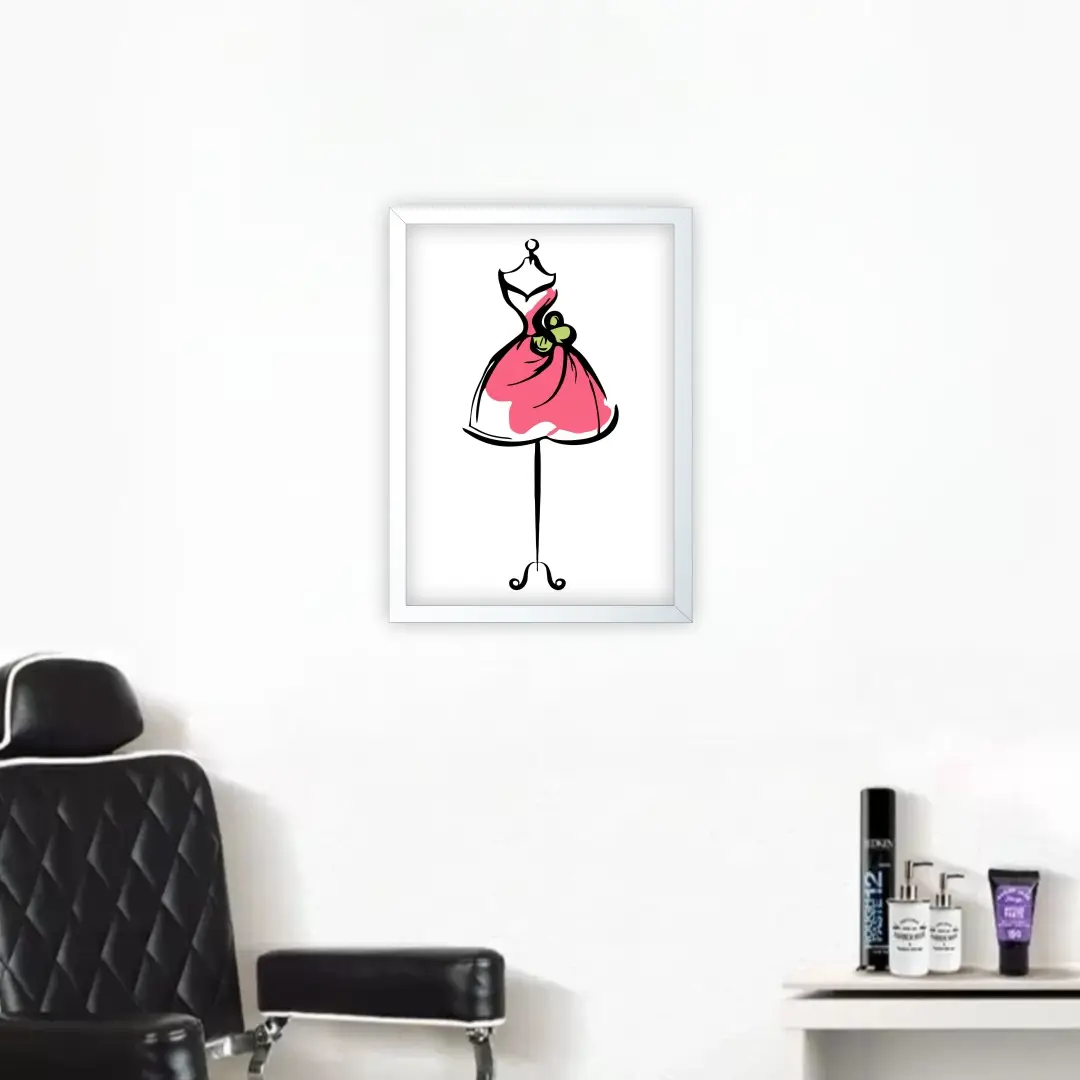 Quadro Decorativo Vestido Rosa Moda - Imagem 2