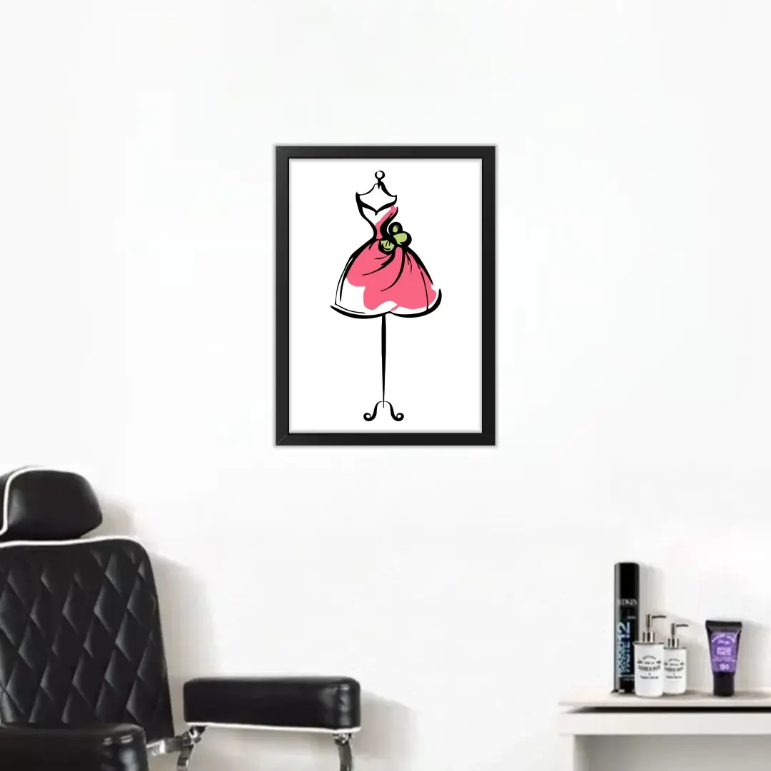 Quadro-Decorativo-Vestido-Rosa-Moda