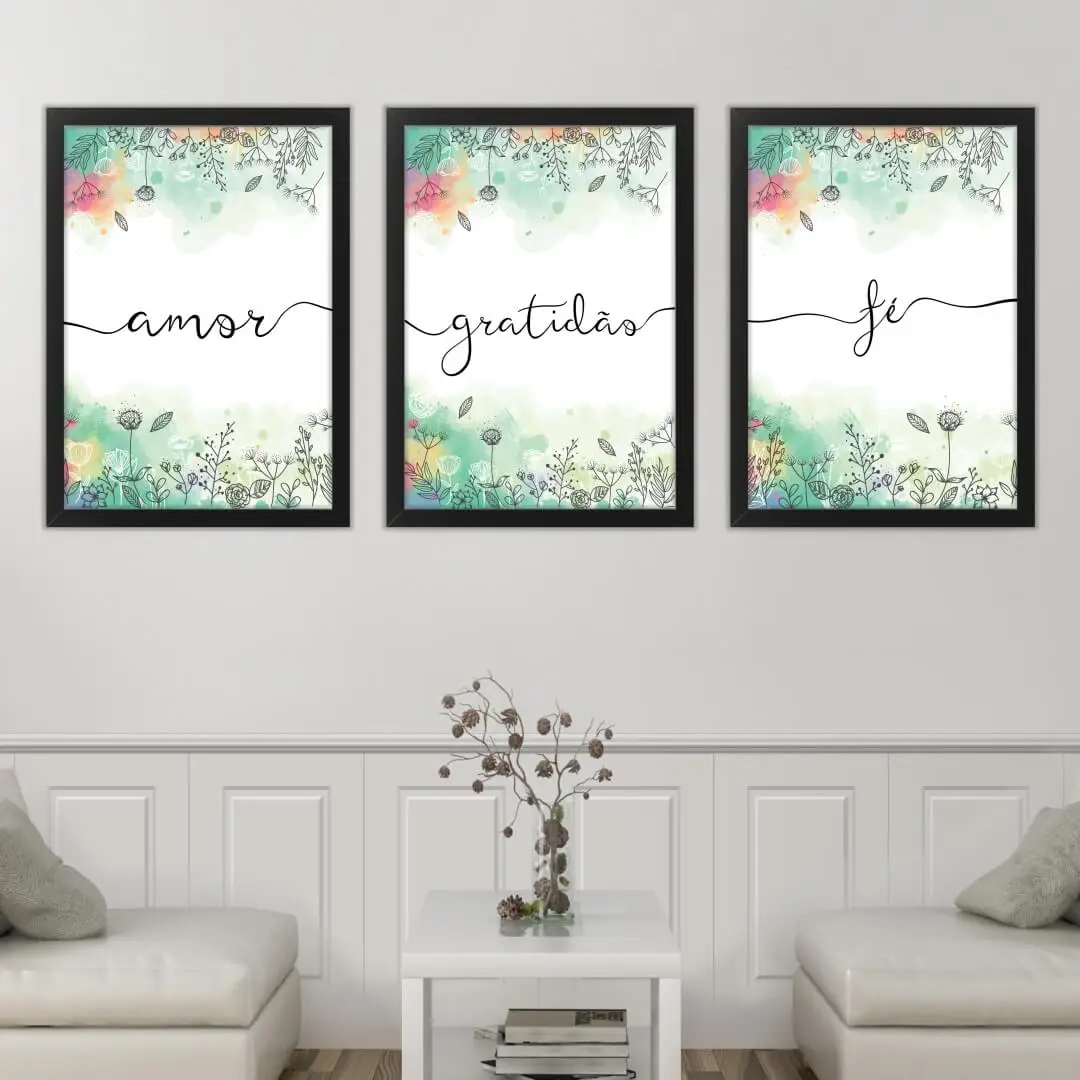 Kit 3 Quadros Amor Gratidão Fé - Imagem 2