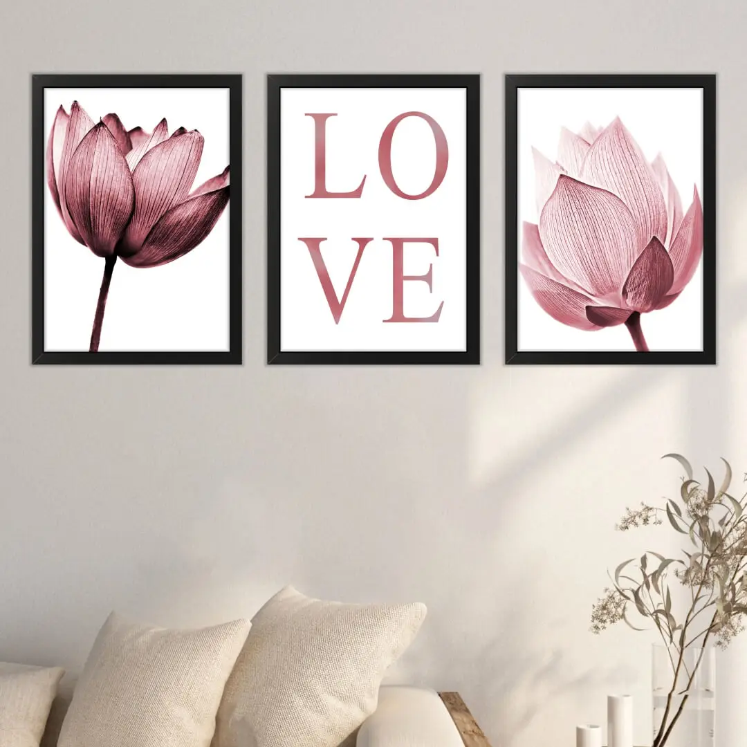 Kit 3 Quadros Love Florais - Imagem 2