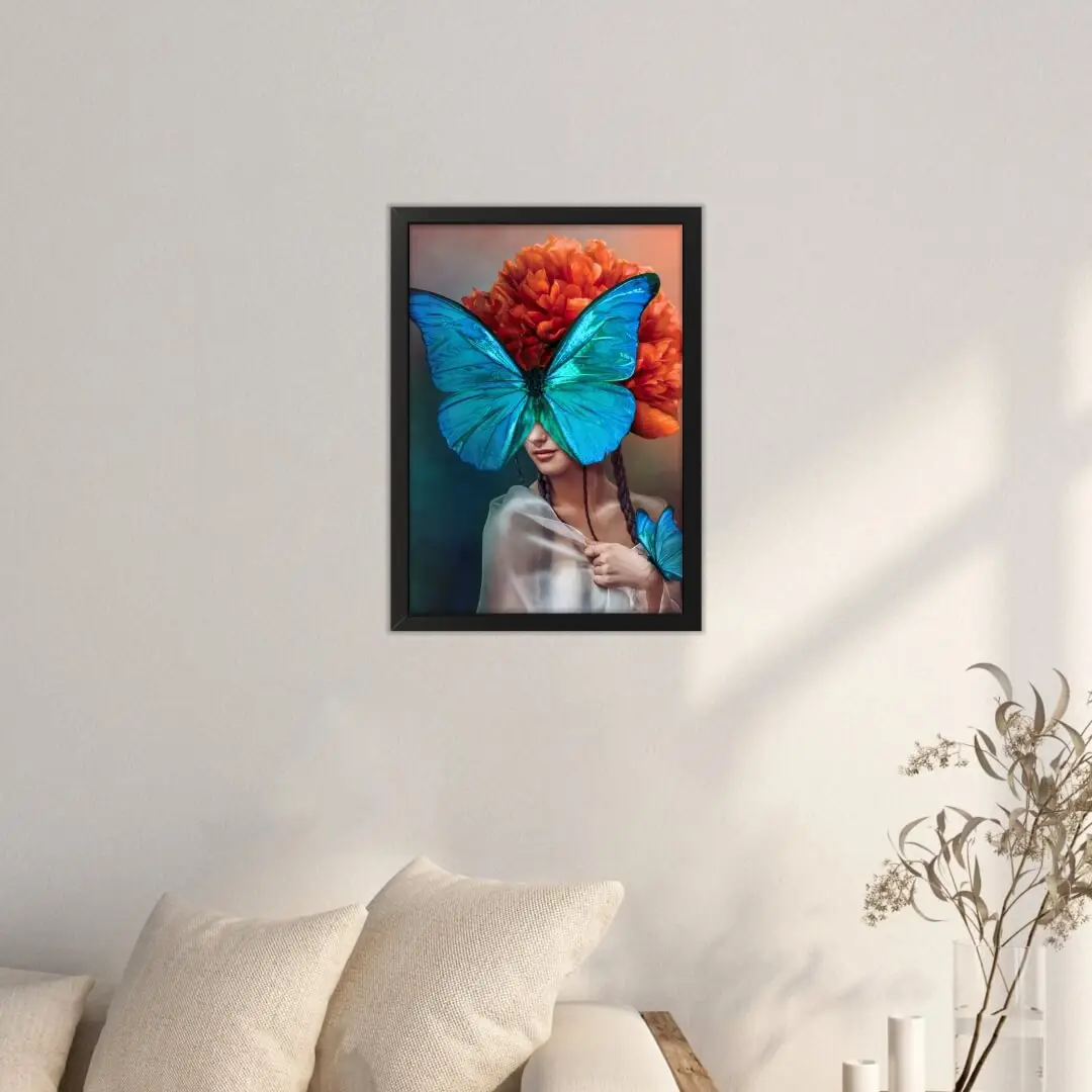 Quadro Decorativo Mulher com Borboleta - Imagem 2