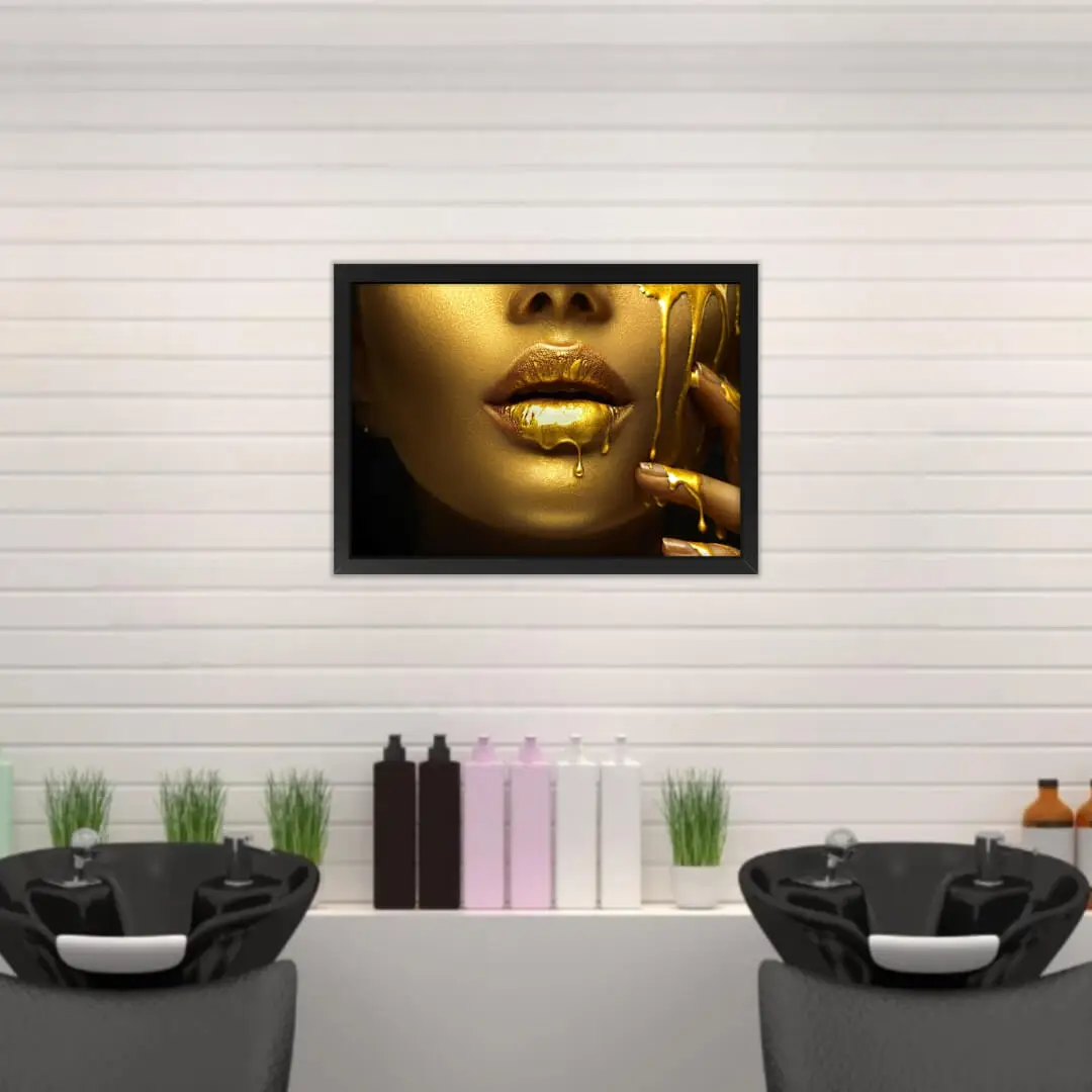 Quadro Decorativo Rosto Dourado - Imagem 2