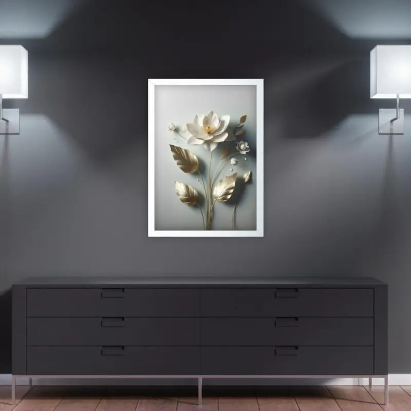 Quadro-Decorativo-Flor-Delicada-Dourada