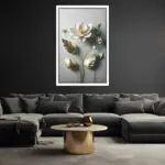 Quadro-Decorativo-Flor-Delicada-Dourada-Big's