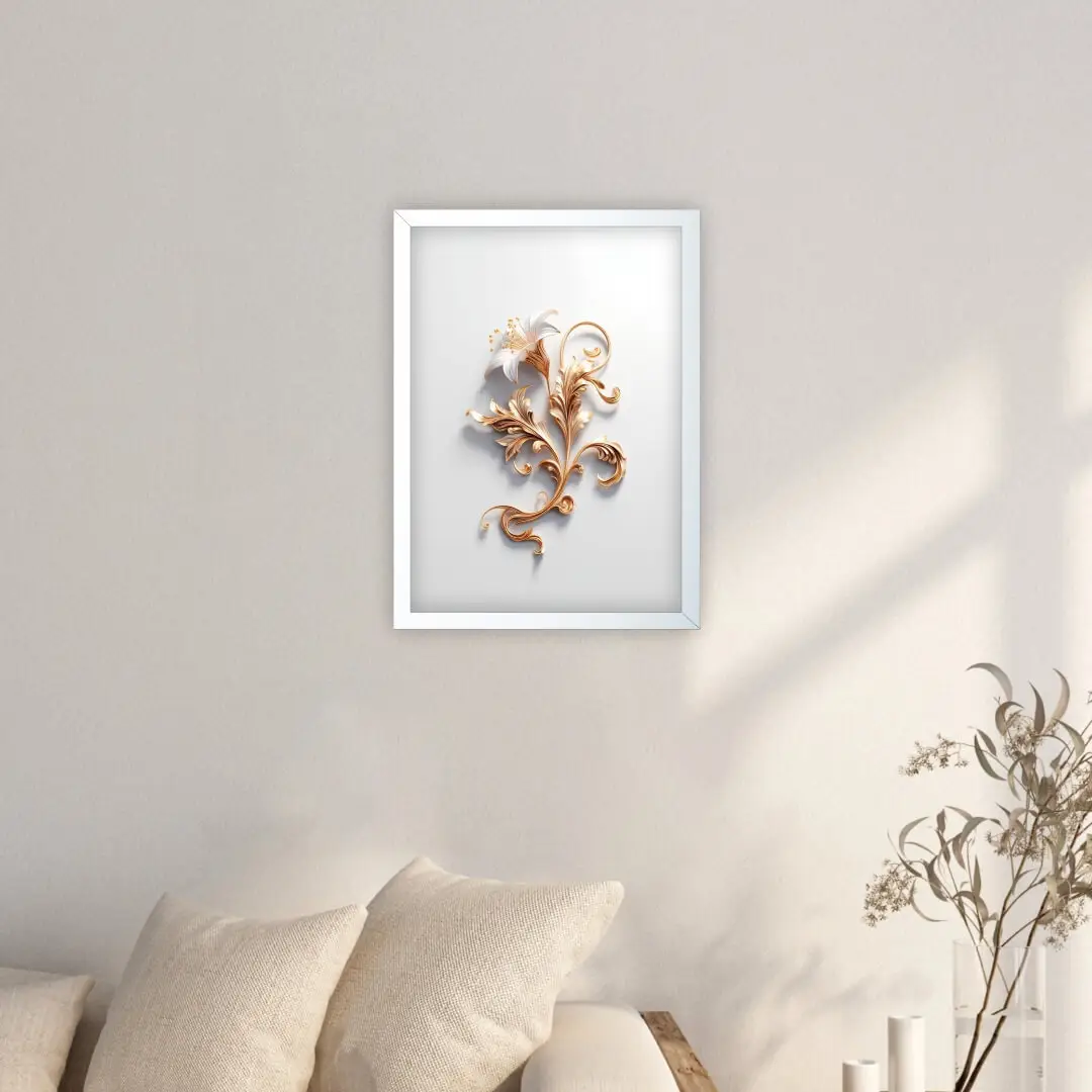 Quadro-Decorativo-Flor-Chique-de-Ouro