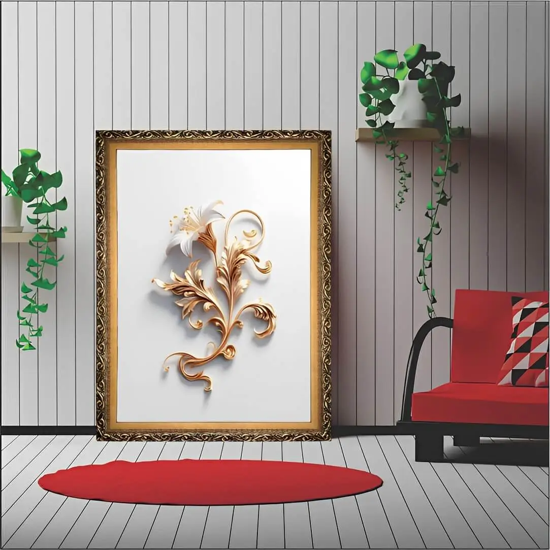 1507 LUXO BEGE (1) Quadro-Decorativo-Flor-Chique-de-Ouro-Big's