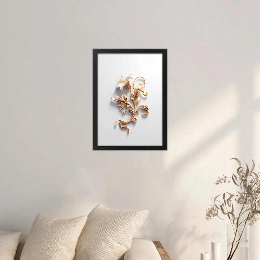 Quadro Decorativo Flor Chique de Ouro - Imagem 2
