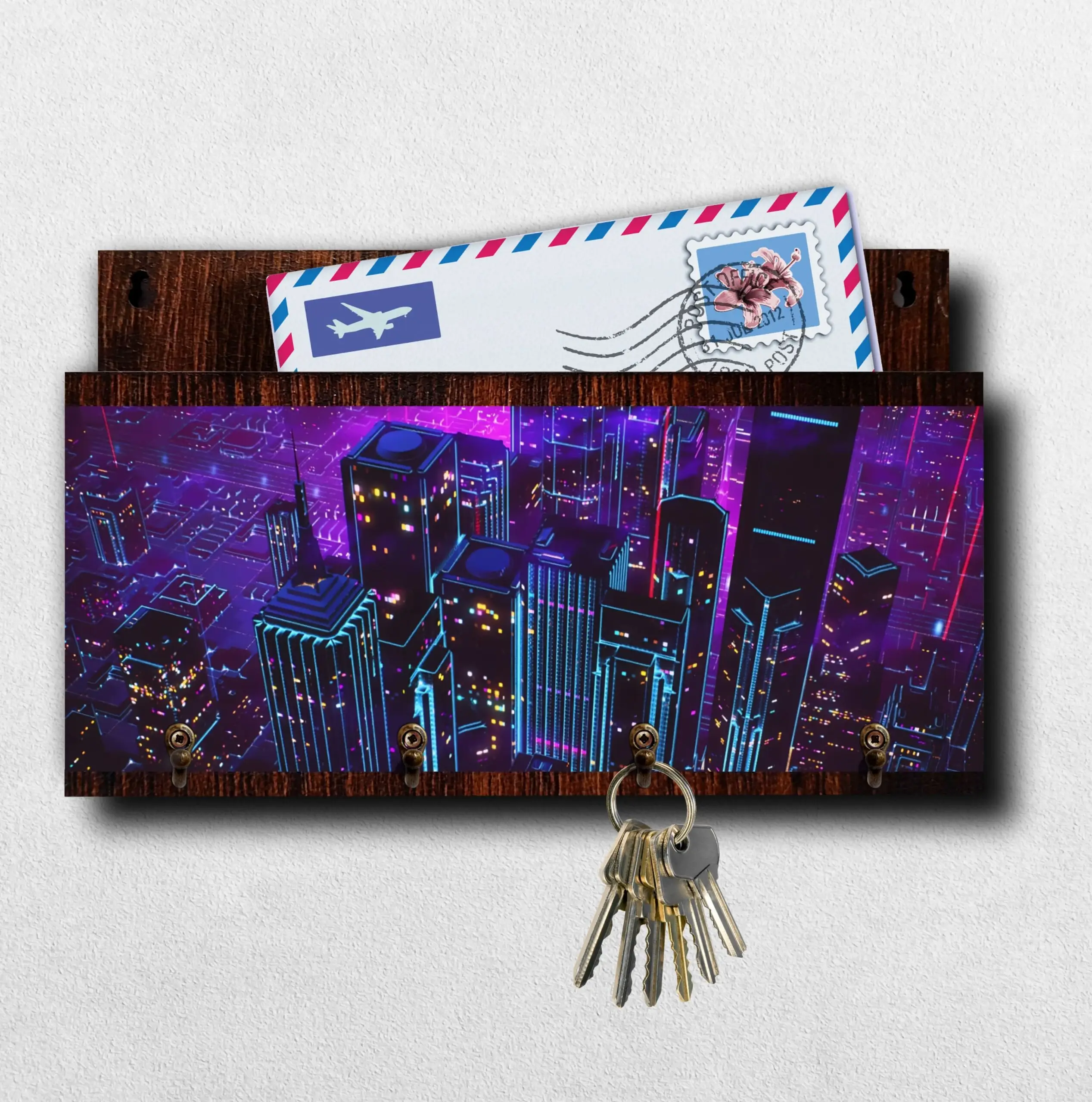 PC002 Porta Chaves com Carta Neon City - Imagem 1