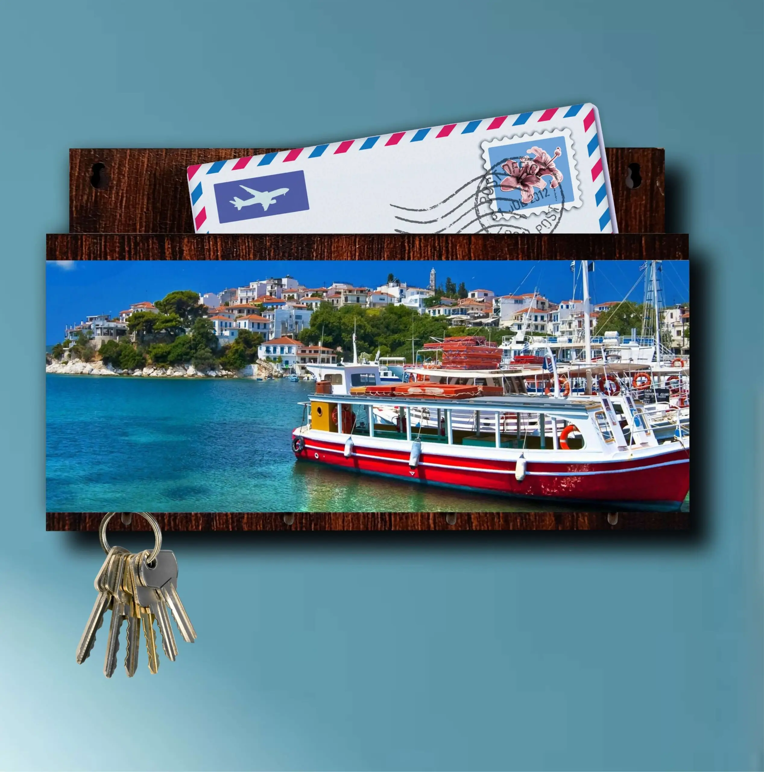 Porta Chaves com Carta Paisagem Barca - Imagem 4