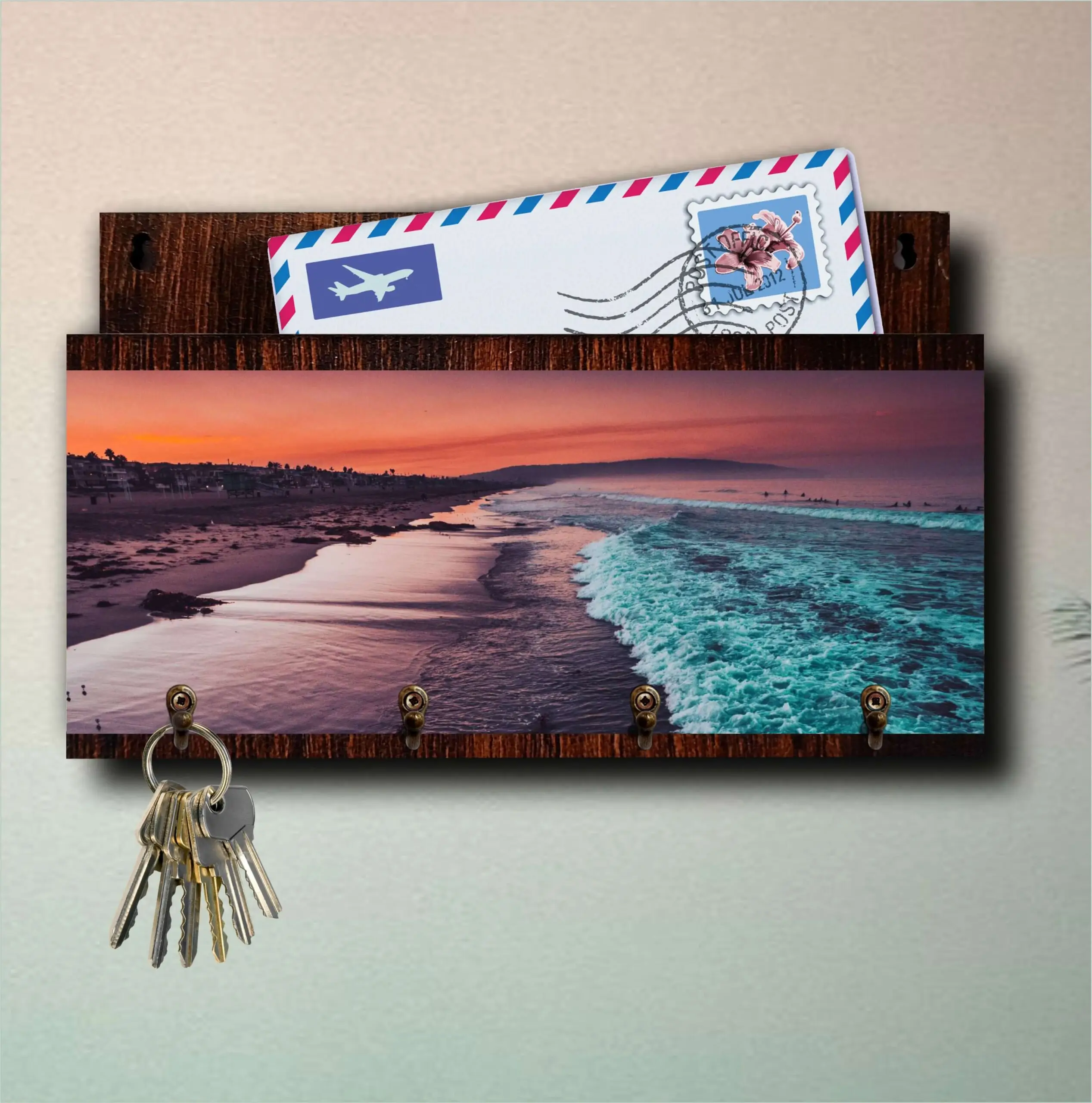 Porta Chaves com Carta Paisagem Praia - Imagem 4