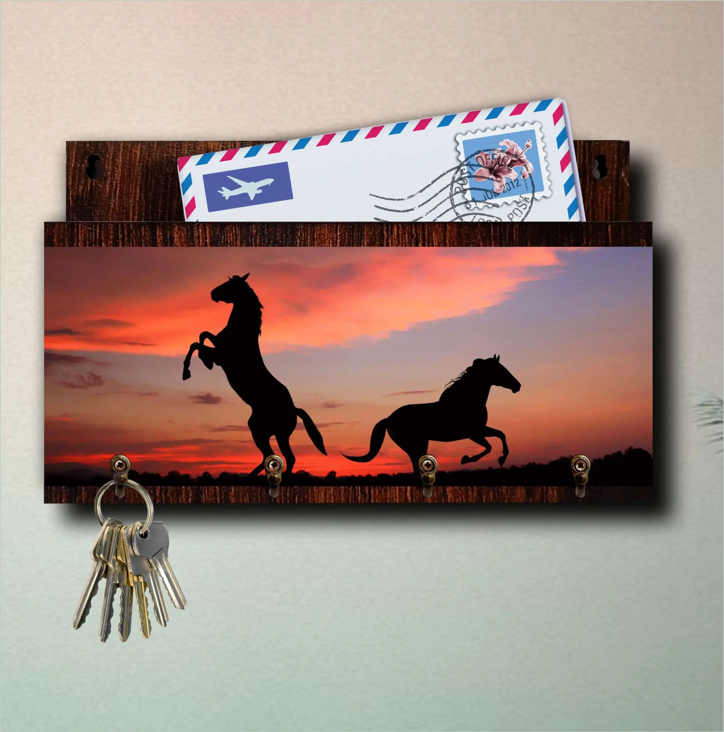 Porta Chaves com Carta Paisagem Cavalos - Imagem 4