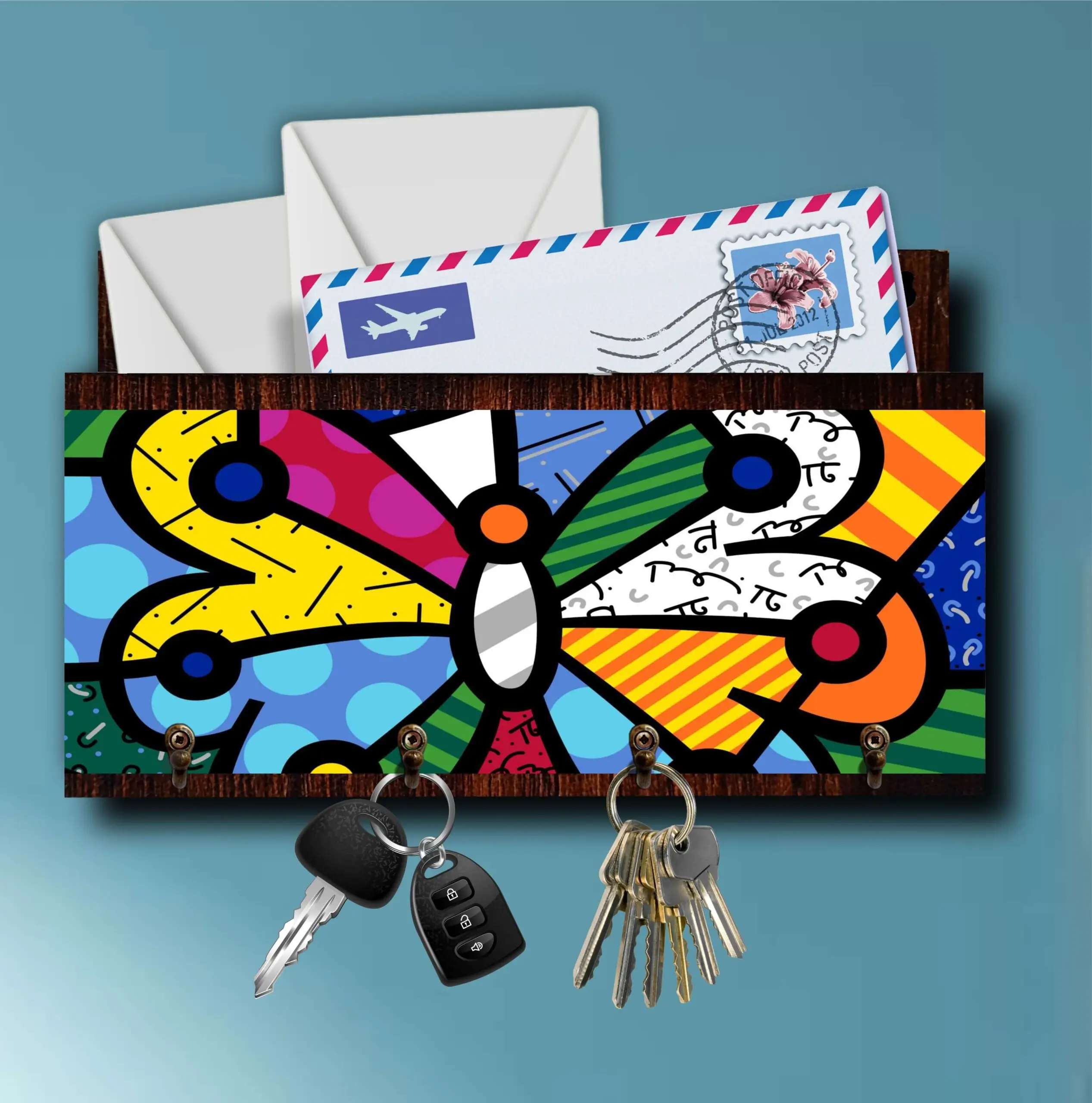 Porta Chaves com Carta Mosaico Borboleta - Imagem 4