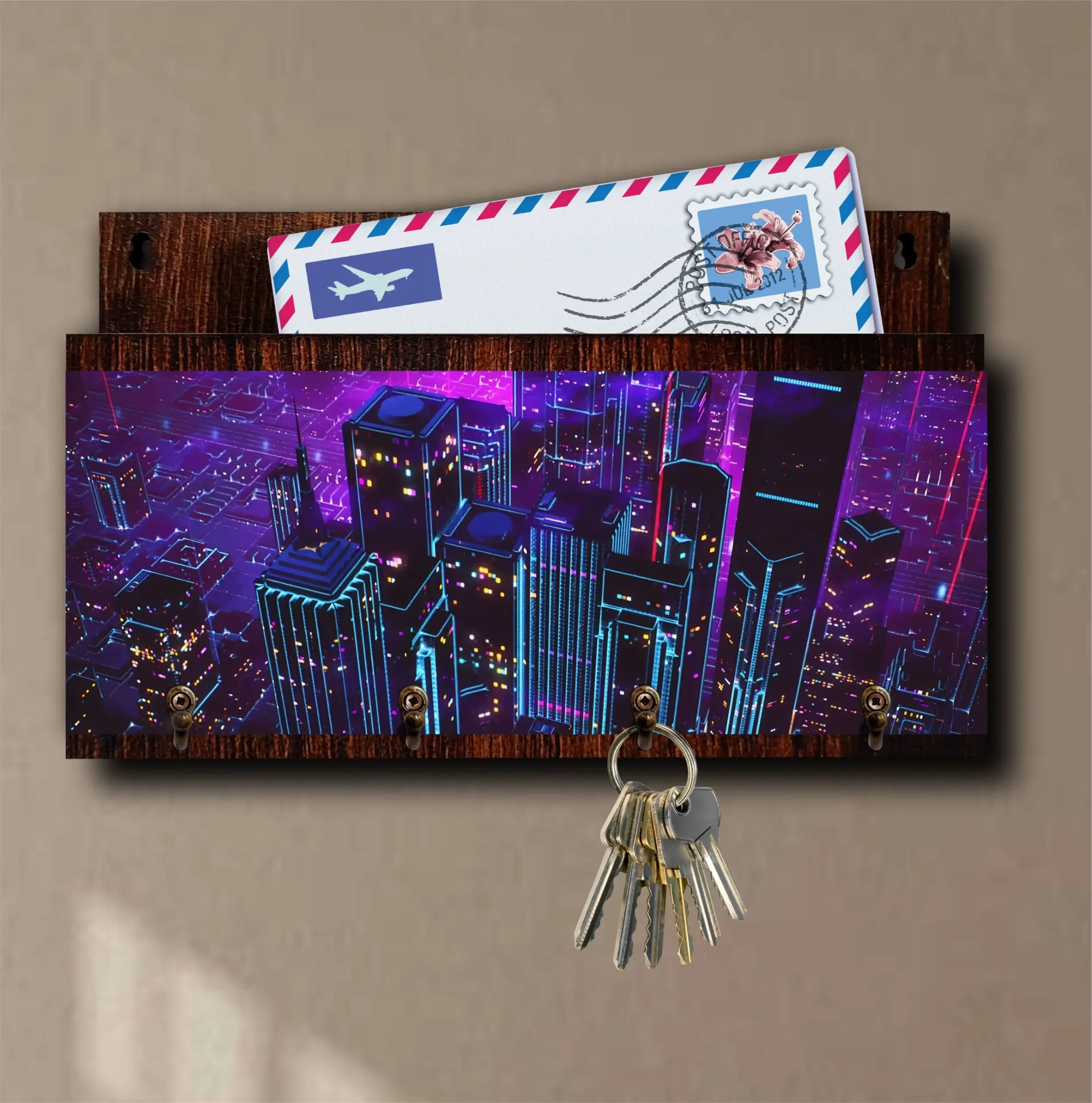 Porta Chaves com Carta Neon City - Imagem 4