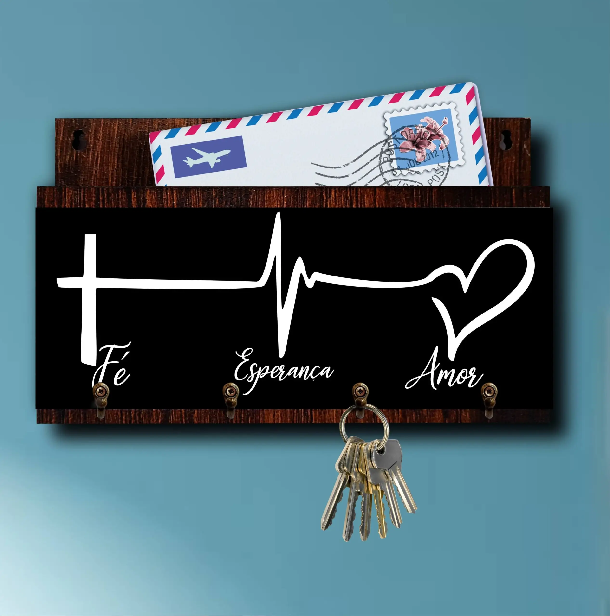 Porta Chaves com Carta Fé Amor - Imagem 4